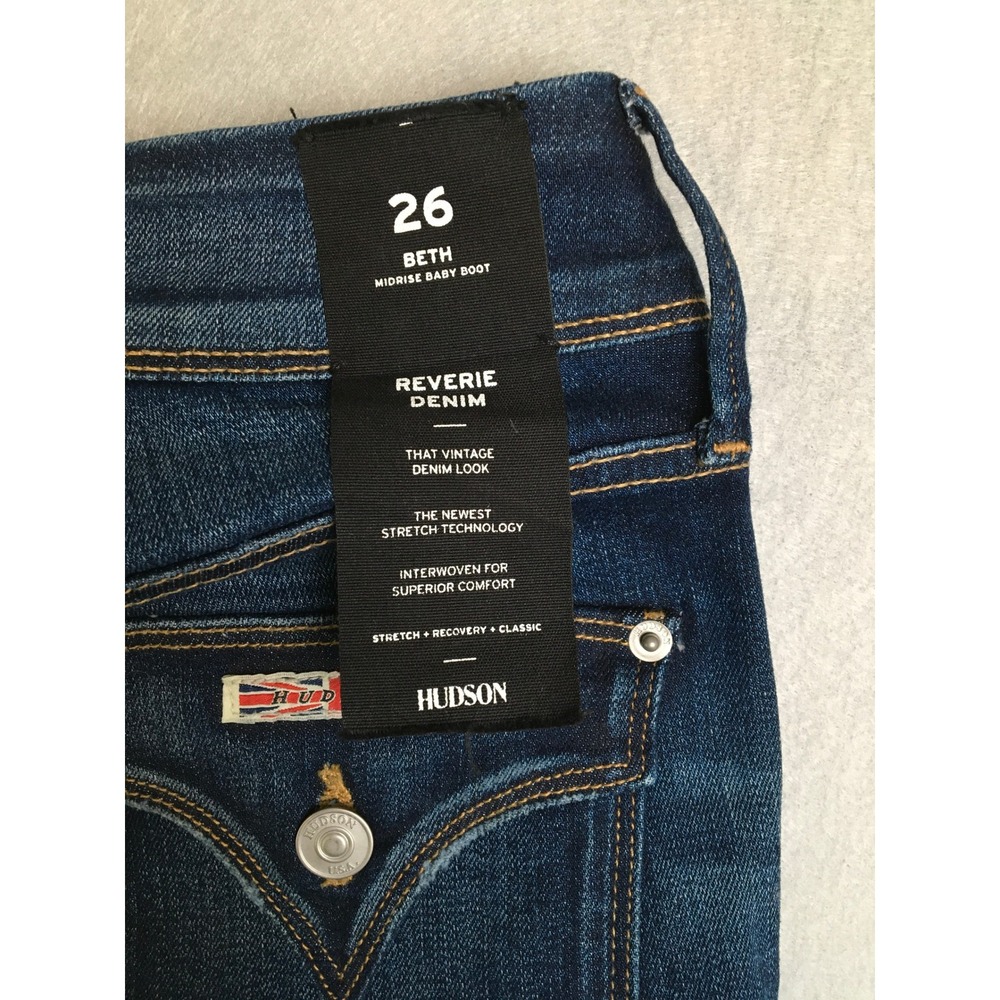 Y2K Inspired Hudson Beth Midrise Baby Boot Jeans Reverie Denim Dark Wash 26 NWT - Picture 6 of 8